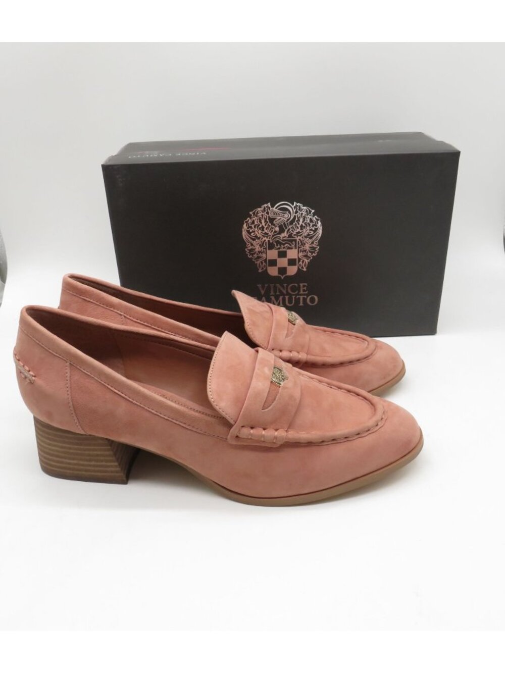 Vince Camuto Carissla Nu Malva Suede Loafers 10M Womens Block Heel New